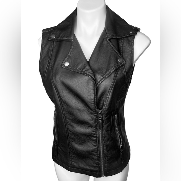 MAX STUDIO Zipper V-Neck Vest POLYURETHANE Jacket Size Small NWT - Picture 1 of 16